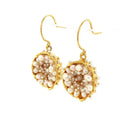 Dance of Stamens Earring Midi, Gold plated hollow bezel with fresh water baby pearls