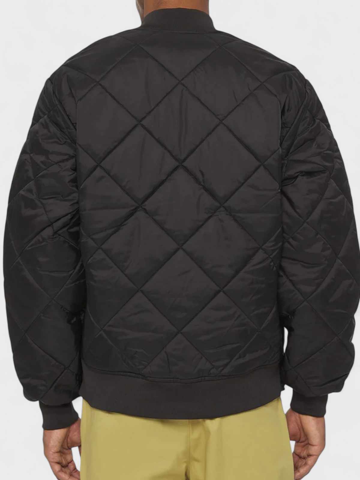 Diamond Quilted Bomber Jacket Black