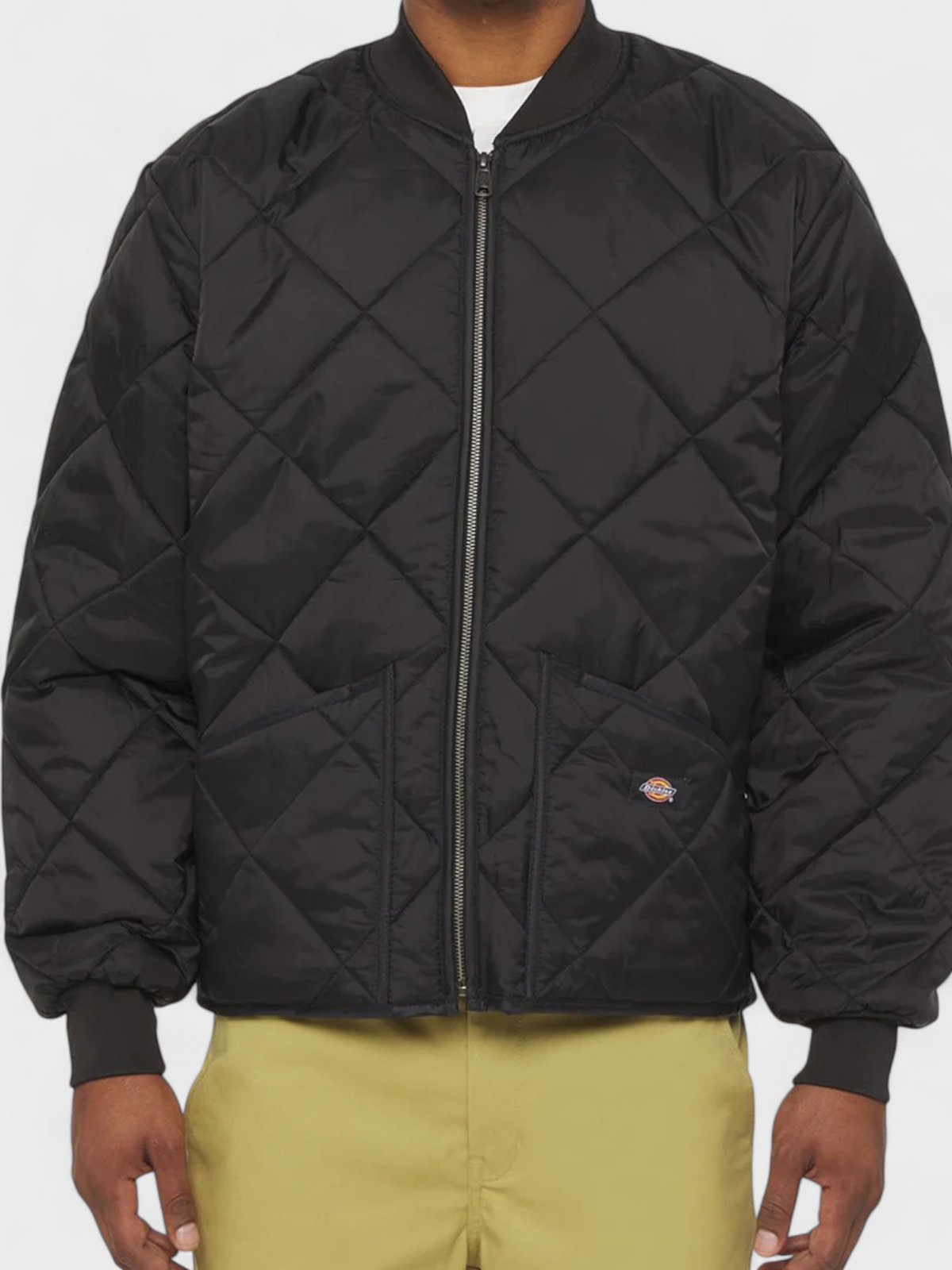 Diamond Quilted Bomber Jacket Black