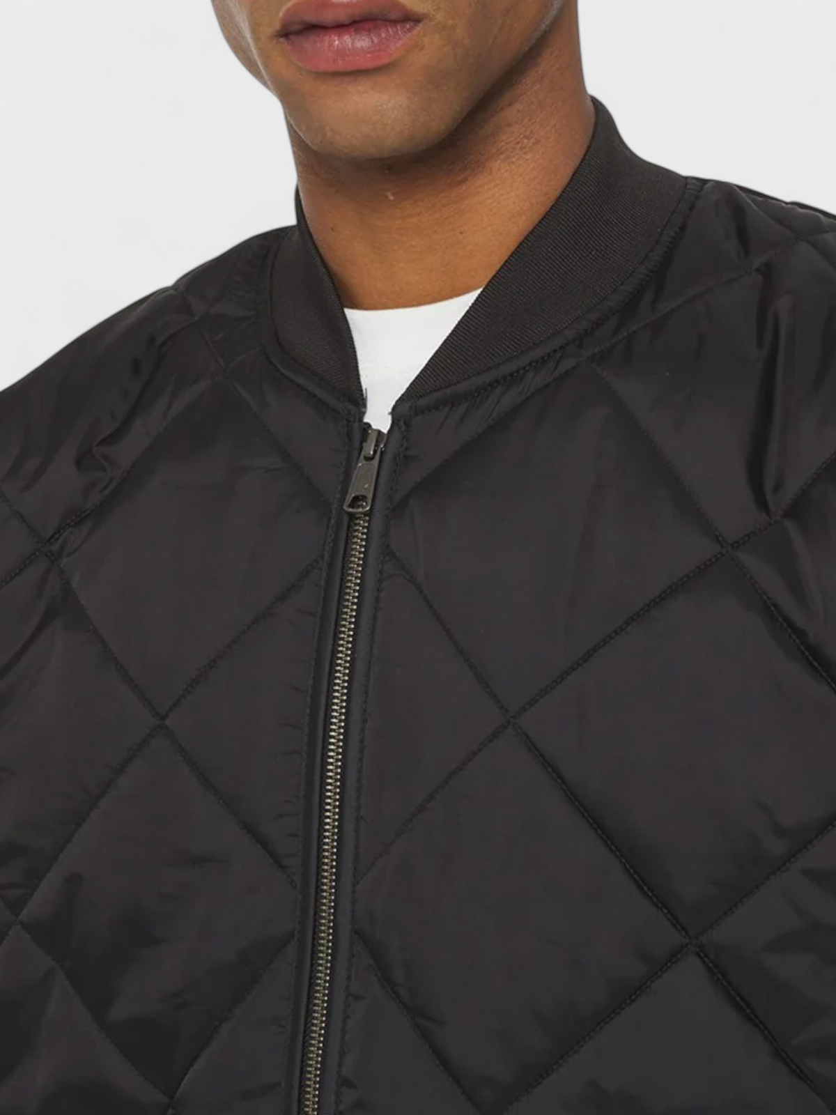 Diamond Quilted Bomber Jacket Black