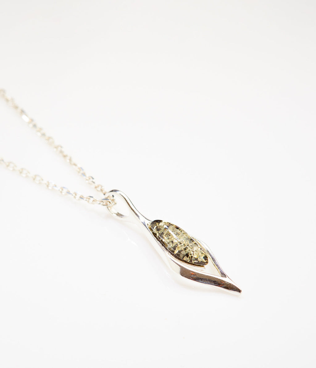 Green Amber Droplet Pendant