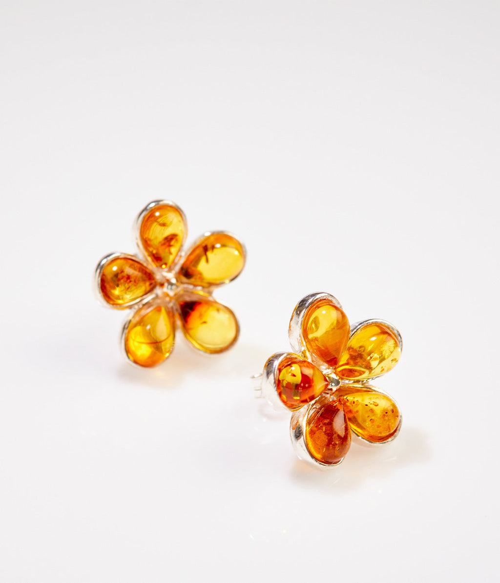 Amber Daisy Stud Earrings