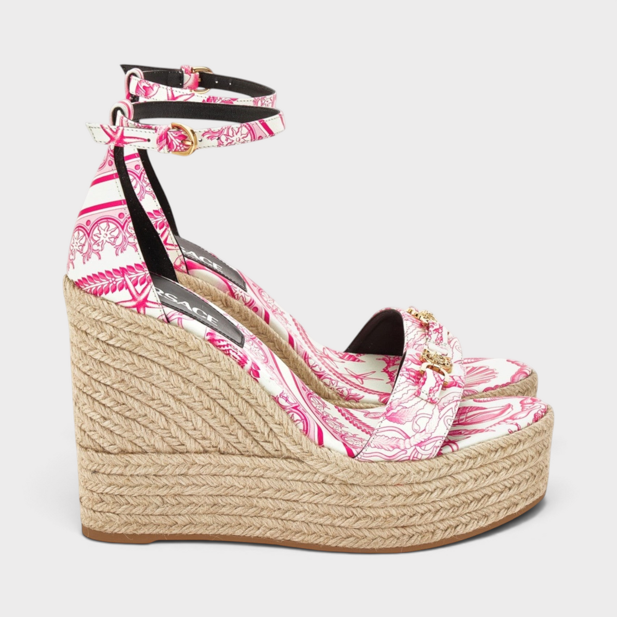 Medusa Platform Espadrilles Pink White Gold