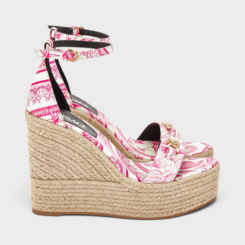 Medusa Platform Espadrilles Pink White Gold