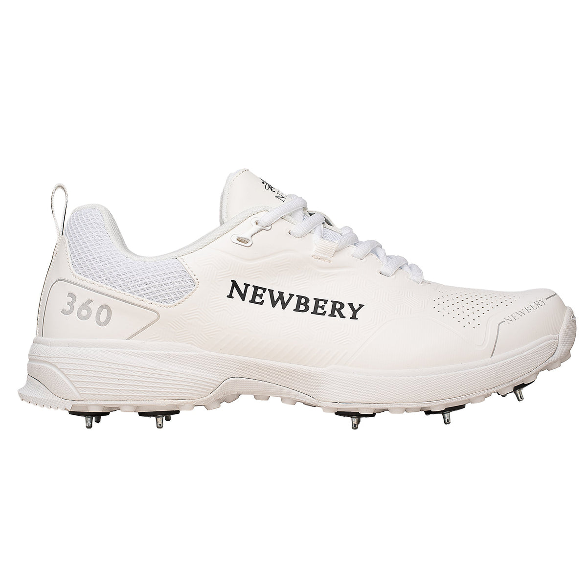 Newbery 360 Cricket Schoen - Volledig witte spikes