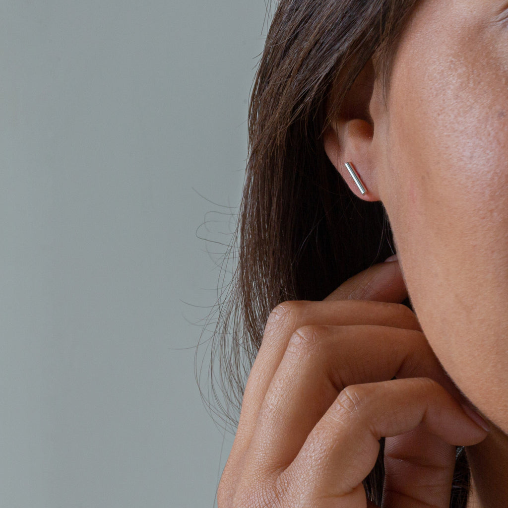 Pillar Understated Sterling Silver Stud Earrings