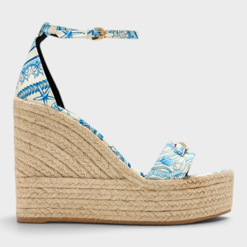 Medusa Platform Espadrilles Blue White Gold