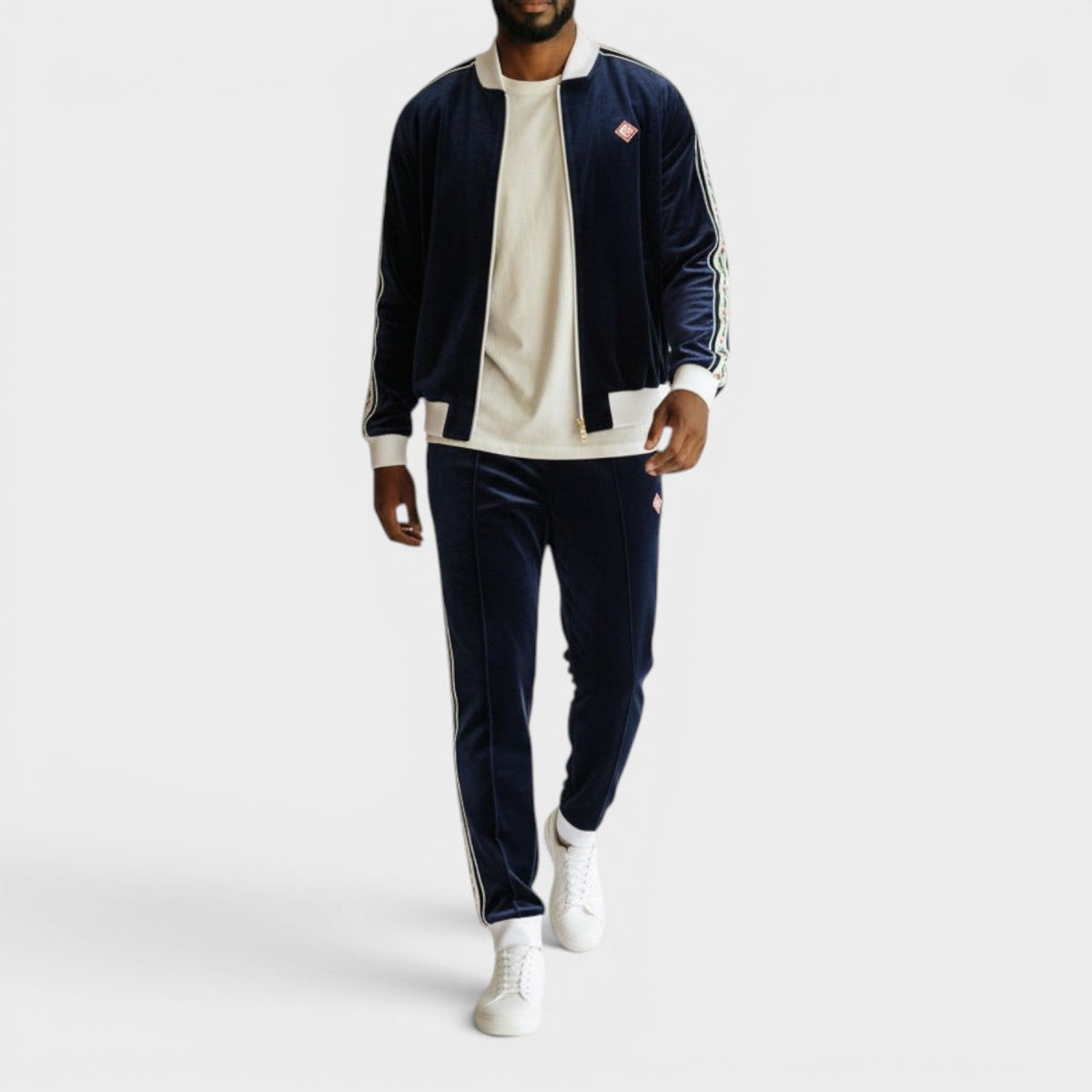 Modal Velour Laurel Track Top Navy