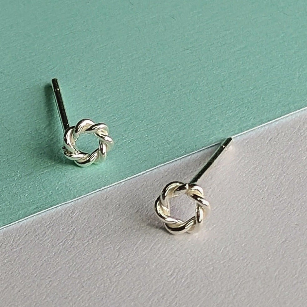 Vintage Kleine Kreis Stacker Sterling Silber Ohrstecker