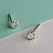 Vintage Kleine Kreis Stacker Sterling Silber Ohrstecker