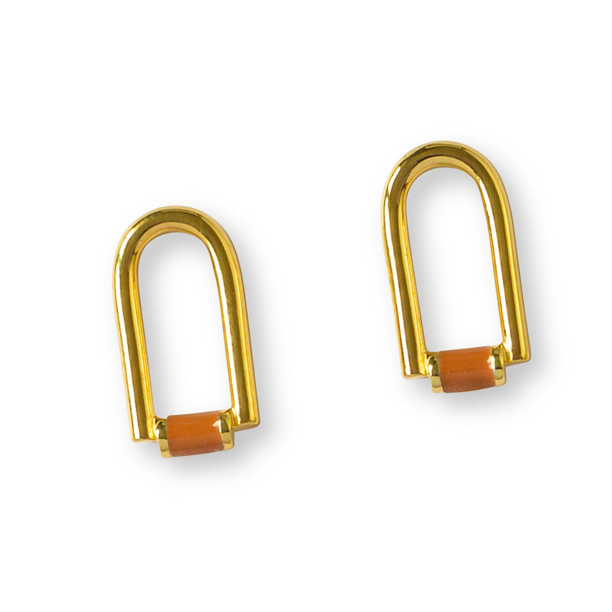 Zeitgenössische Bogen Gold Emaille Ohrstecker