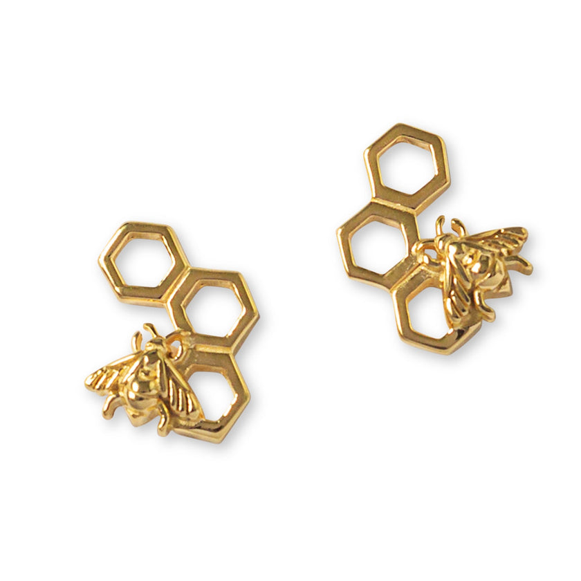 Bienenwaben-Goldohrstecker