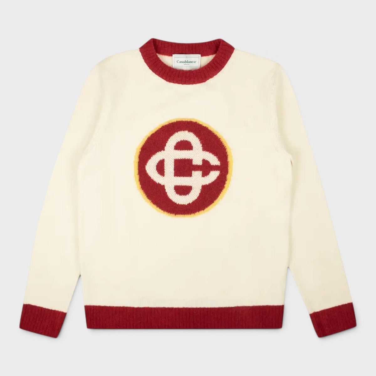 Monogram Monogram Crew Knit Sweater White Red