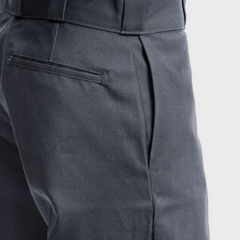 Double Knee Loose Fit Straight Leg Work Pants Charcoal Grey