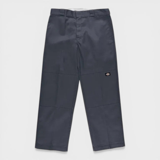 Double Knee Loose Fit Straight Leg Work Pants Charcoal Grey