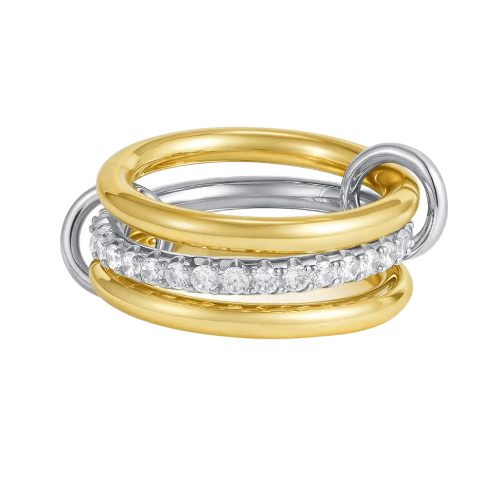 Two-Tone Interlocking Zircon Stacked Ring