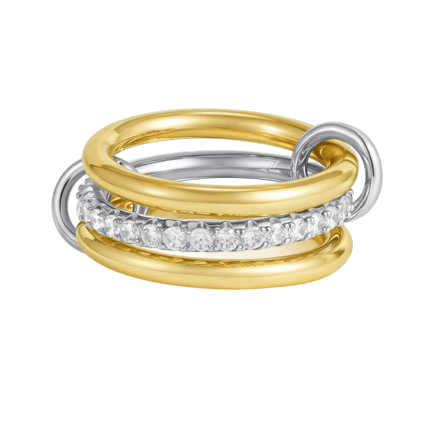 Two-Tone Interlocking Zircon Stacked Ring