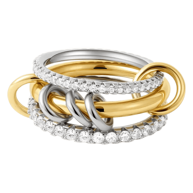 Two-Tone Multi-Loop Zircon Stacked Ring