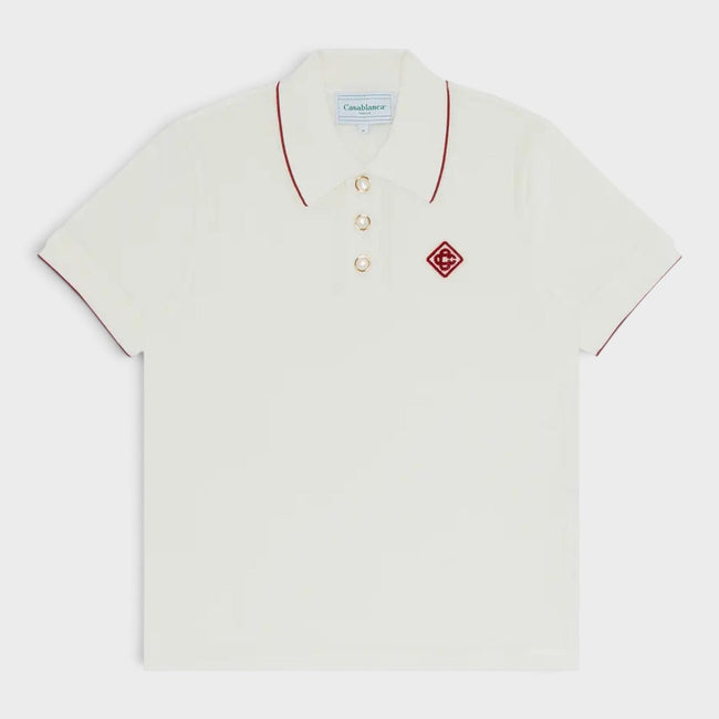 Logo Rib Velour Polo White