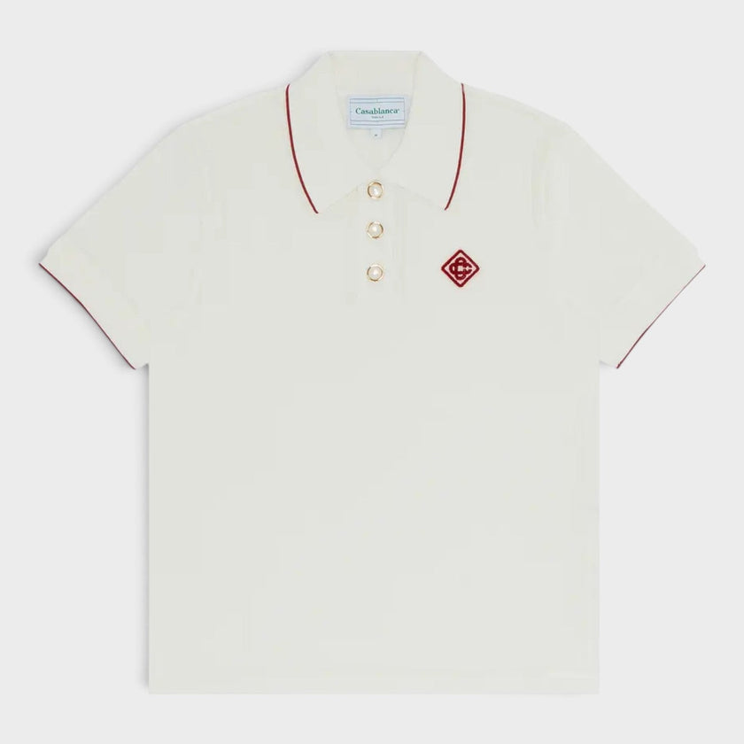 Logo Rib Velour Polo White