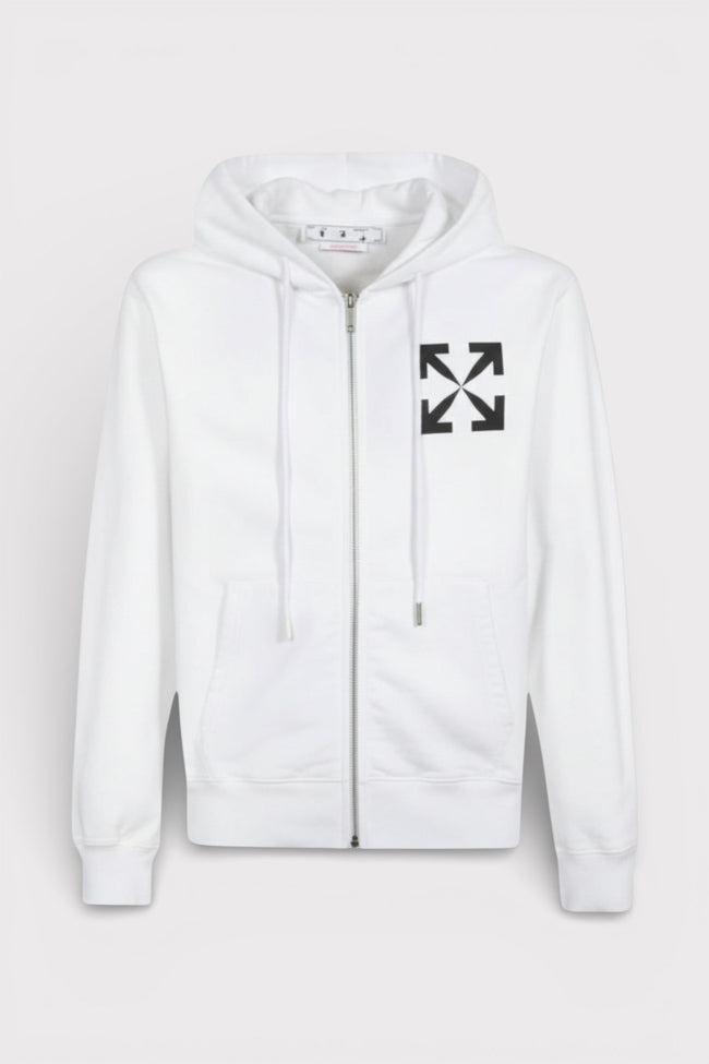 Off-White Single Arrow Slim Zip Hoodie White