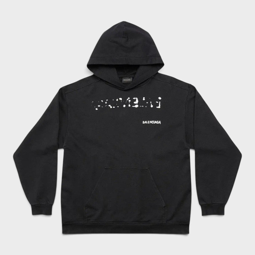 Medium Fit Logo Hoodie Black White