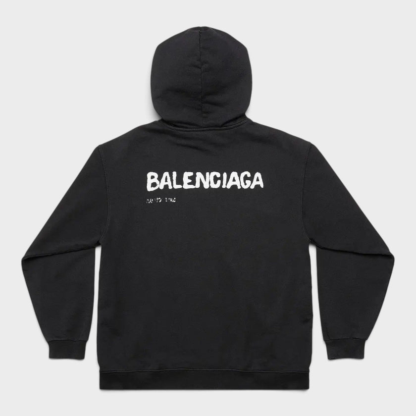 Medium Fit Logo Hoodie Black White