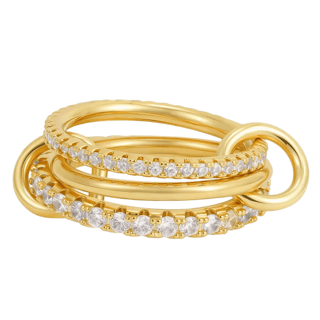 18K Gold-Plated Pavé Stacking Ring Set