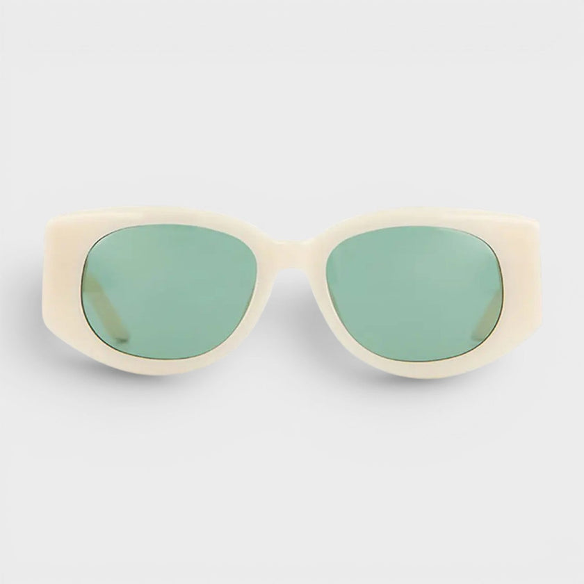 Acetate Metal Oval Wave Cream Gold Green