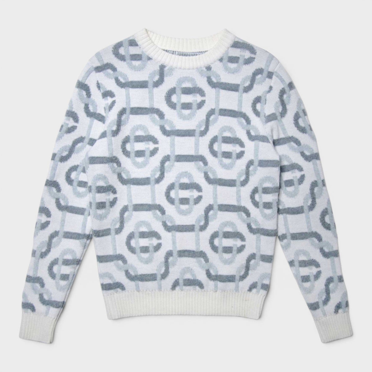 Jacquard Monogram Logo Jumper Grey