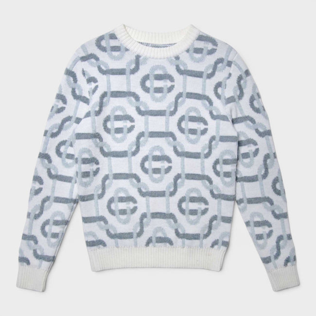 Jacquard-monogram-logo-striktrøje grå