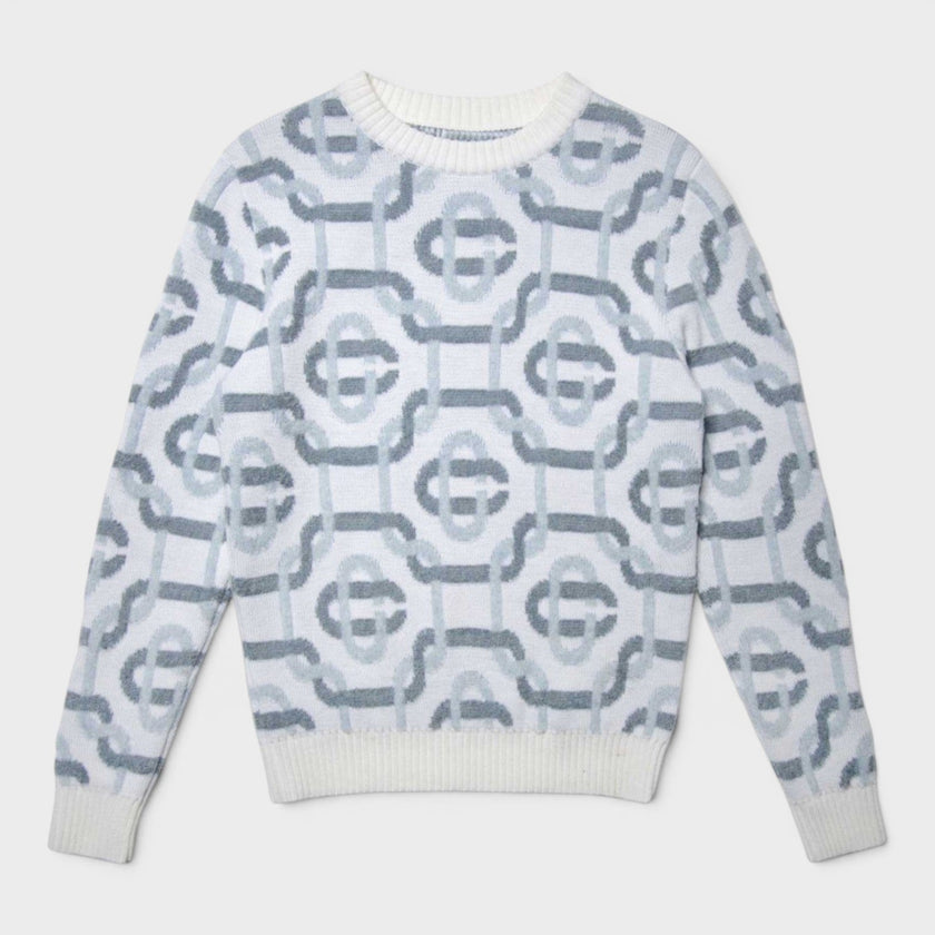 Jacquard Monogram Logo Jumper Grey