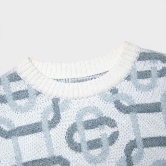 Jacquard-monogram-logo-striktrøje grå