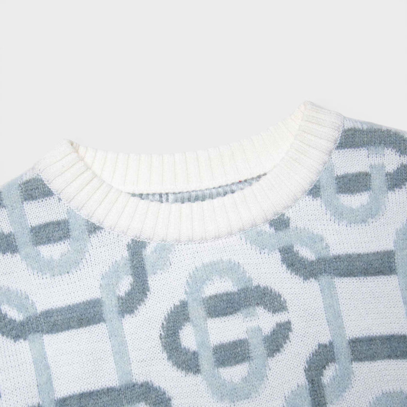 Jacquard Monogram Logo Jumper Grey