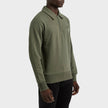 Laurel Wreath Logo Half Zip Collared Sweatshirt Khaki Green
