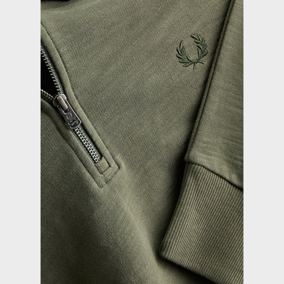 Laurel Wreath Logo Half Zip Collared Sweatshirt Khaki Green
