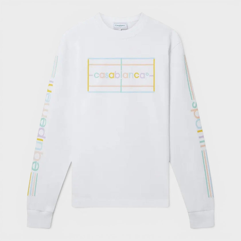 Printed Long Sleeve T-Shirt Pastel Court White