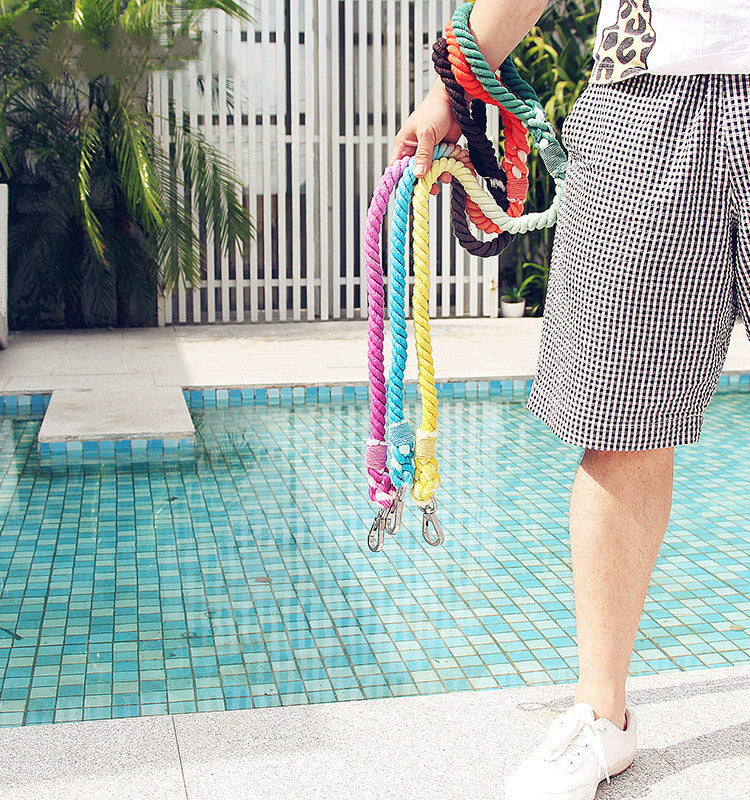 Pet dog traction rope cotton hand-woven rope dog walking rope