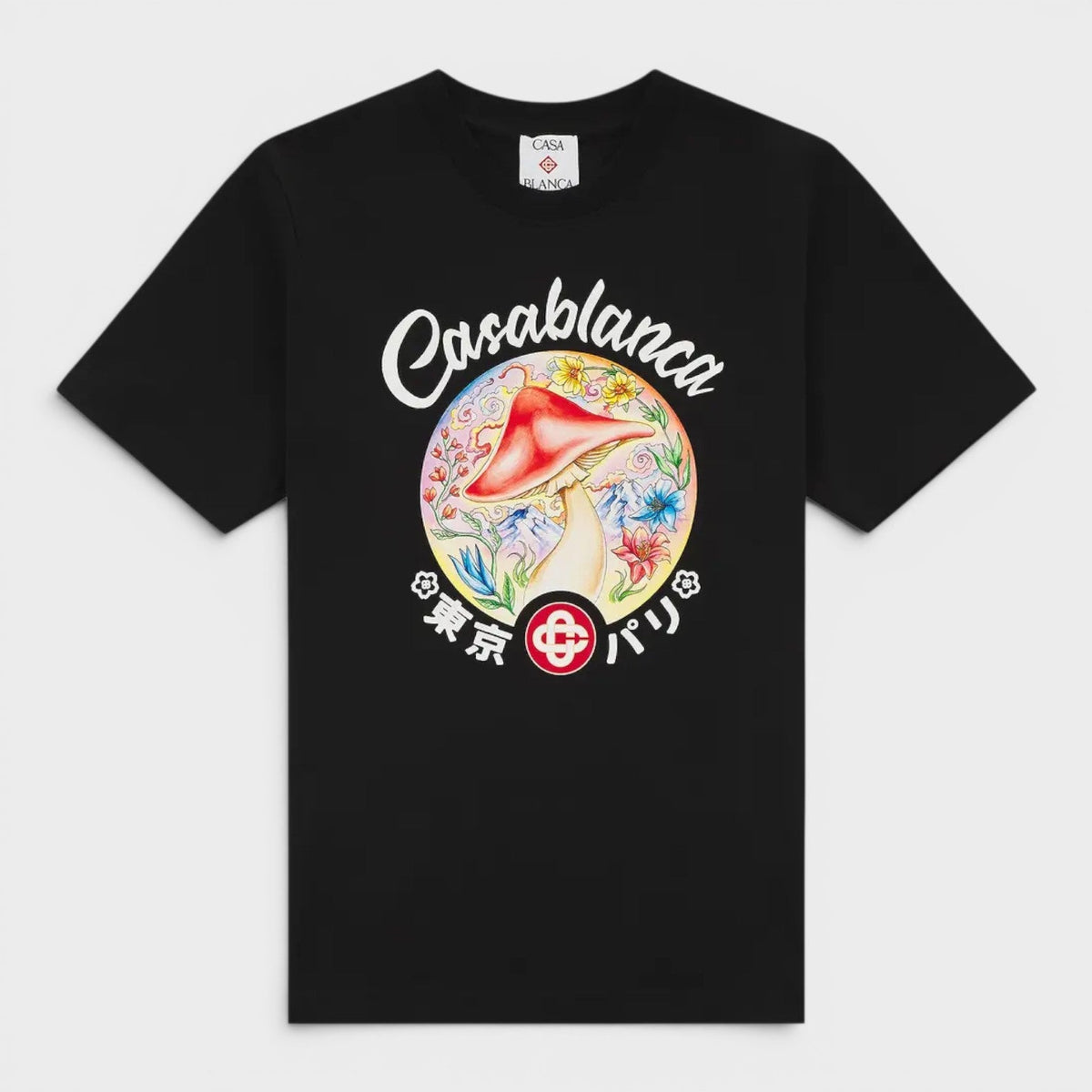 Mushroom Emblem Printed T-Shirt Black