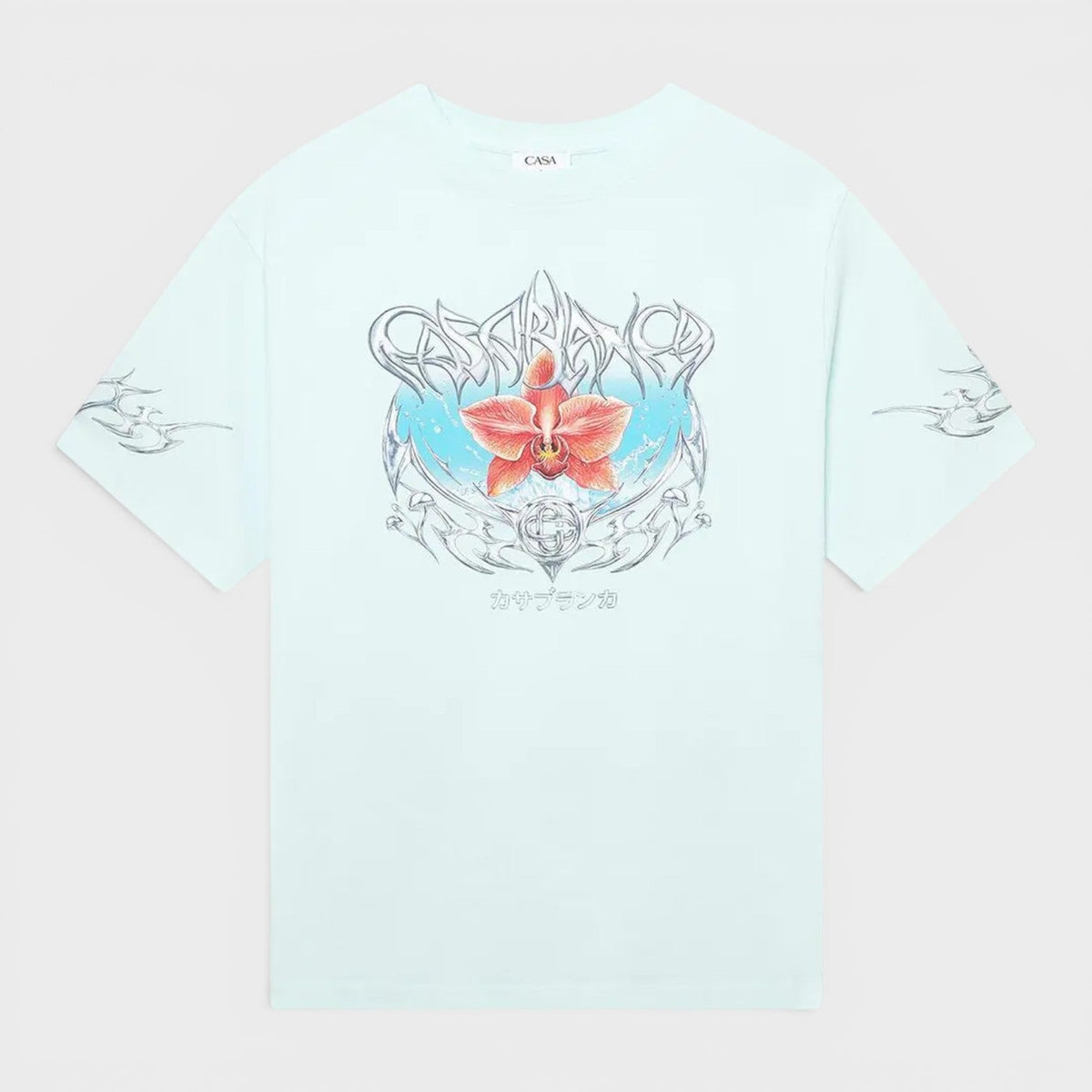 Blades Printed Oversized T-Shirt Pale Blue