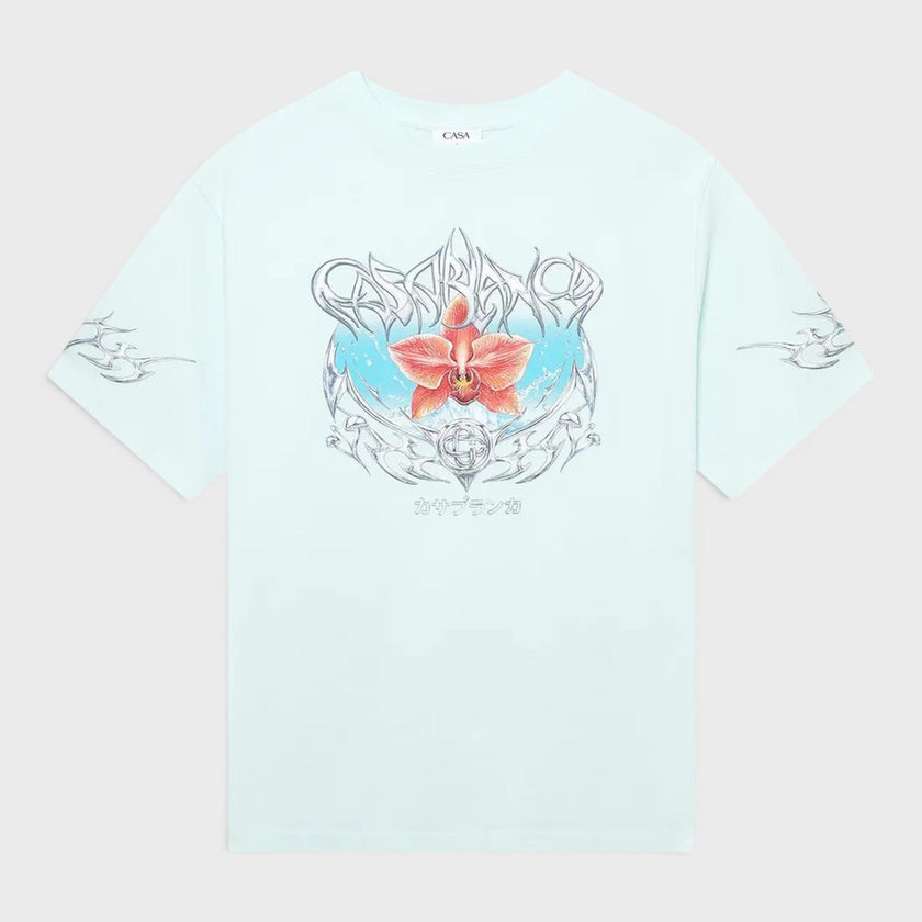 Blades Printed Oversized T-Shirt Pale Blue