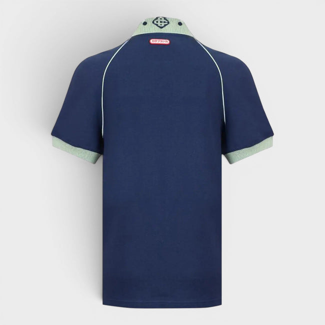 Chenille Collar Raglan Polo Marineblå