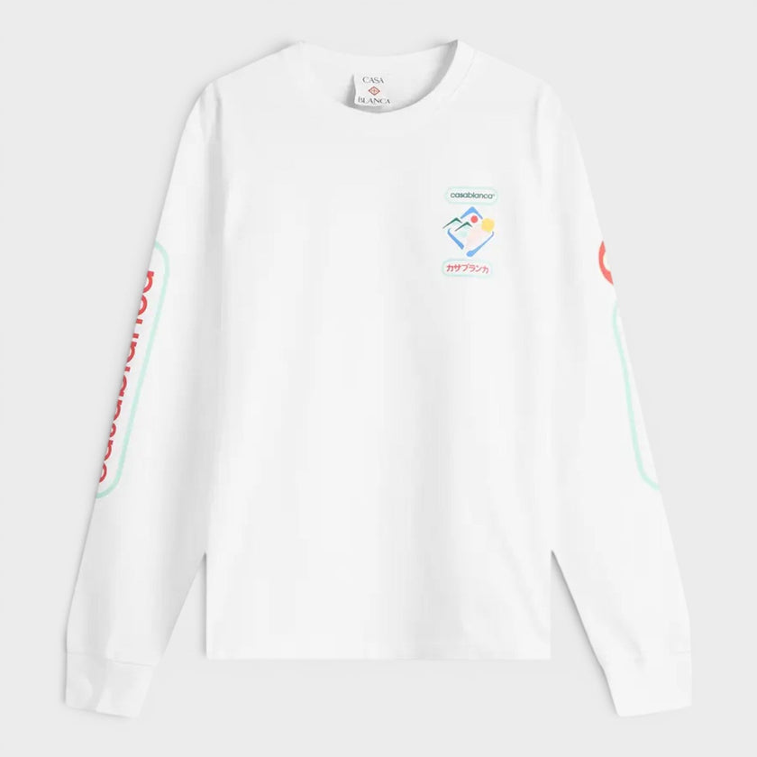 Fuji Dream Screen Printed Long Sleeve T-Shirt White