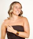 Bracciale rigido a righe multicolore con ambra