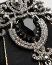 Bold Black Ribbon Bow Tie with Statement Gemstone Brooch
