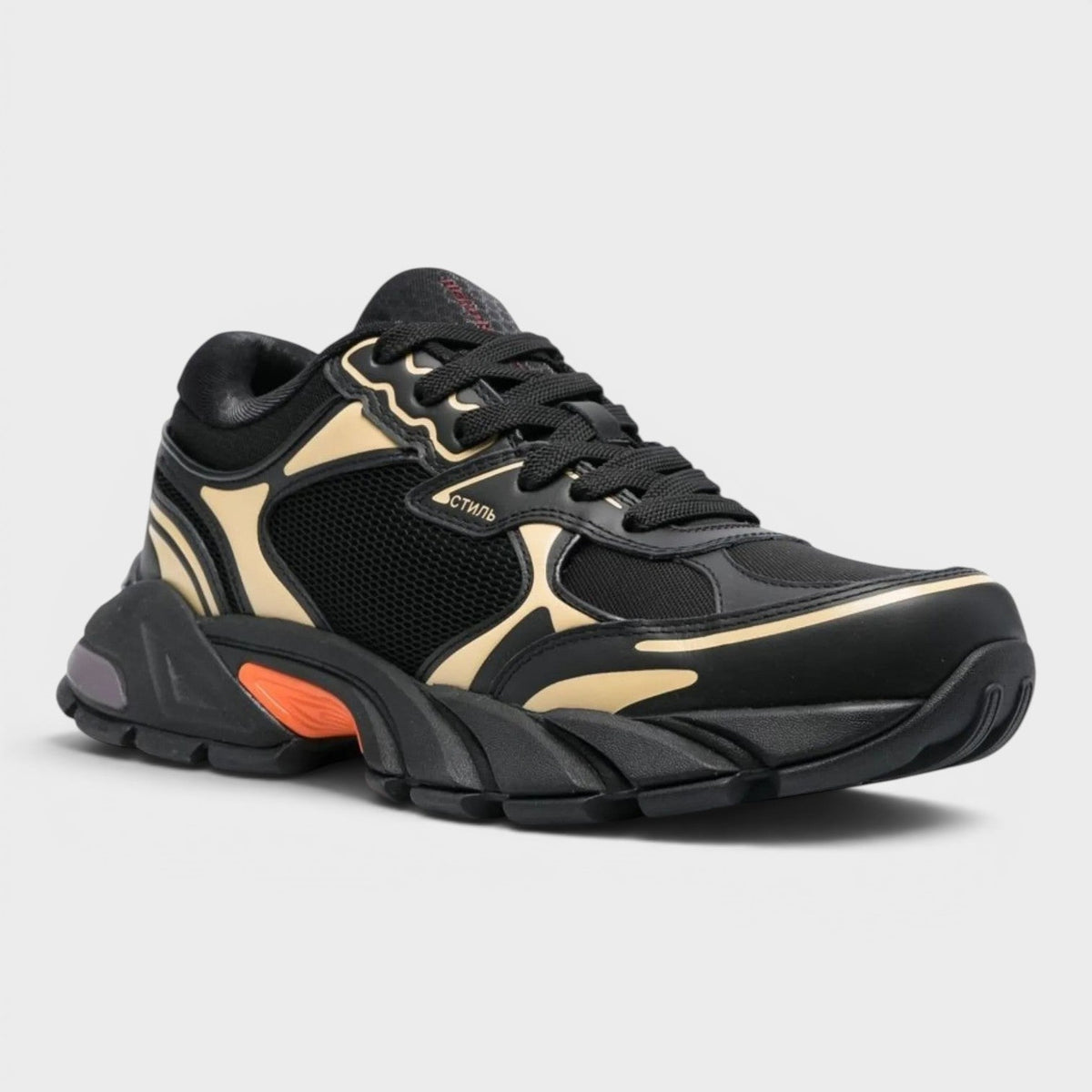Block Stepper Sneakers Black Beige