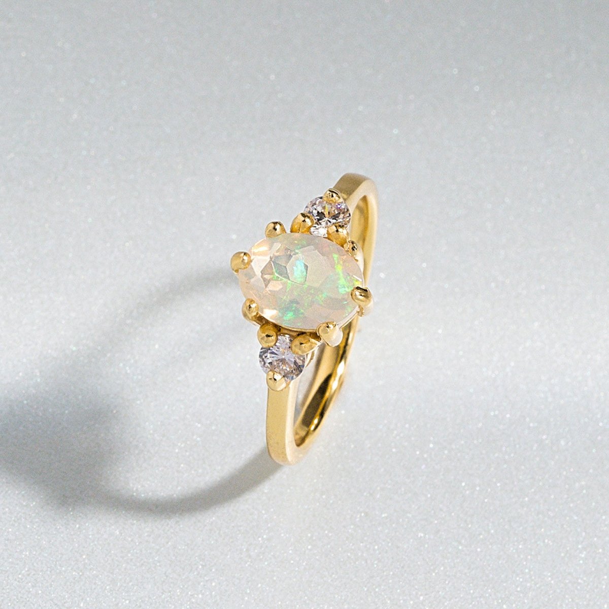Opal Three Stone Ring in 18k Gold Vermeil