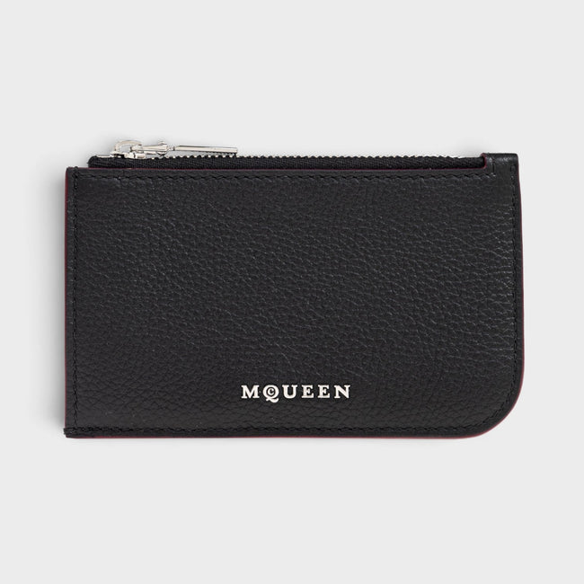 Logo Sling Zip Card Case Leather Black