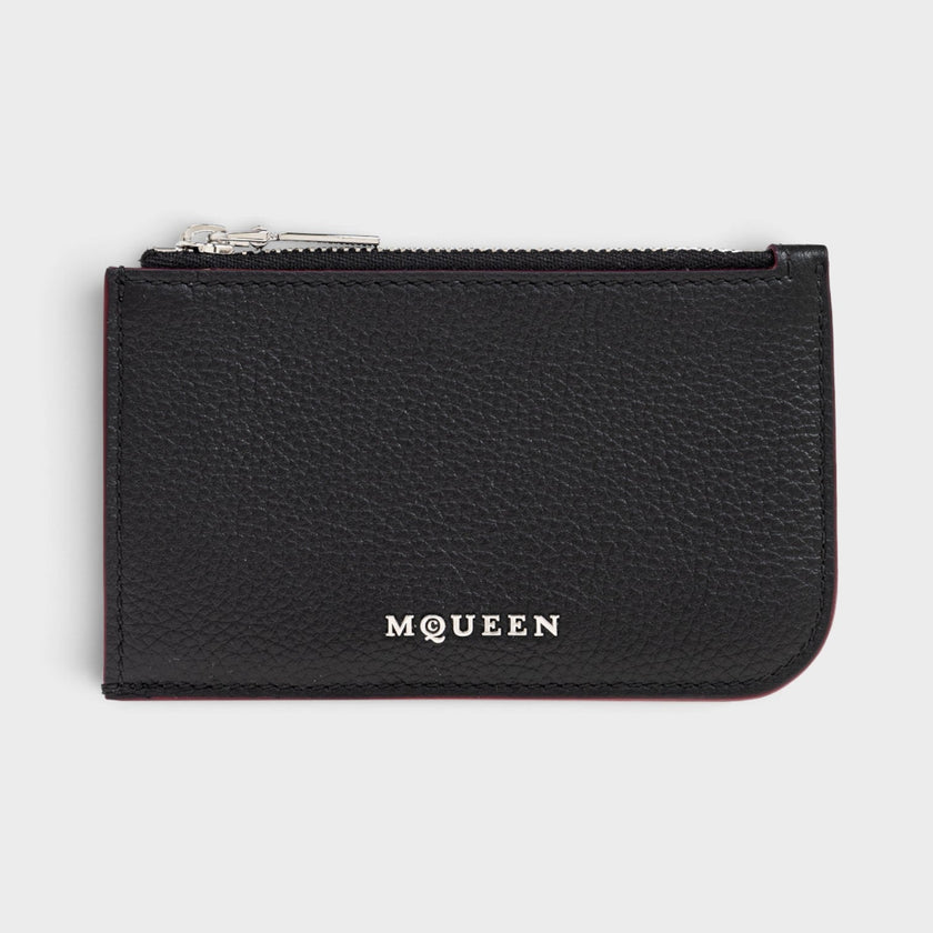 Logo Sling Zip Card Case Leather Black