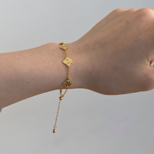 18 Karat Gold Kleeblatt Armband